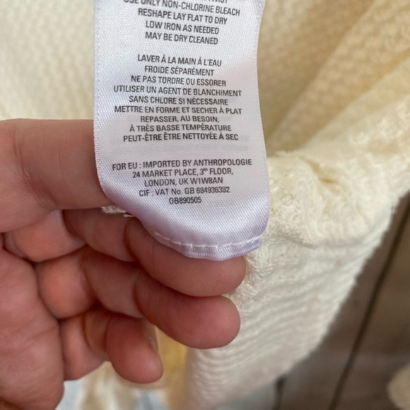 Akemi‎ + Kin Anthropologie Waffle Knit Long Sleeve Front Knot Top Ivory Size XS. - Picture 5 of 6
